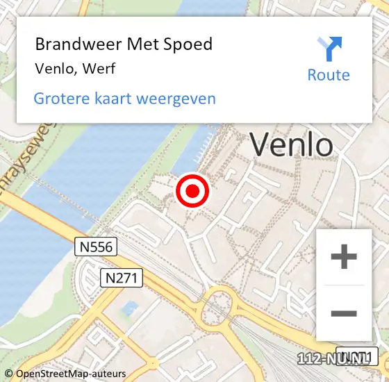 Locatie op kaart van de 112 melding: Brandweer Met Spoed Naar Venlo, Werf op 19 juli 2021 08:14