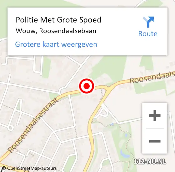 Locatie op kaart van de 112 melding: Politie Met Grote Spoed Naar Wouw, Roosendaalsebaan op 19 juli 2021 08:28