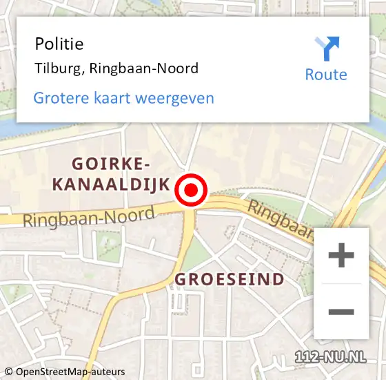 Locatie op kaart van de 112 melding: Politie Tilburg, Ringbaan-Noord op 19 juli 2021 08:41