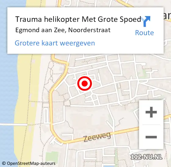 Locatie op kaart van de 112 melding: Trauma helikopter Met Grote Spoed Naar Egmond aan Zee, Noorderstraat op 19 juli 2021 09:03