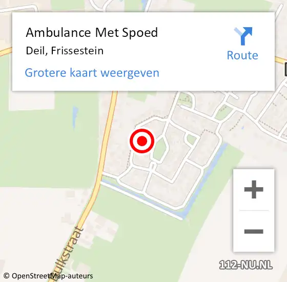 Locatie op kaart van de 112 melding: Ambulance Met Spoed Naar Deil, Frissestein op 19 juli 2021 09:17