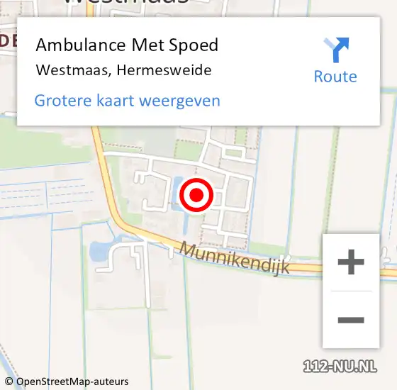 Locatie op kaart van de 112 melding: Ambulance Met Spoed Naar Westmaas, Hermesweide op 19 juli 2021 09:21