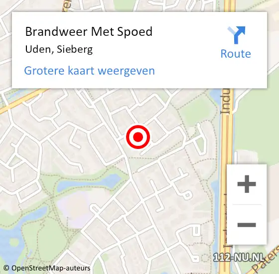 Locatie op kaart van de 112 melding: Brandweer Met Spoed Naar Uden, Sieberg op 19 juli 2021 09:32