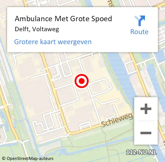 Locatie op kaart van de 112 melding: Ambulance Met Grote Spoed Naar Delft, Voltaweg op 19 juli 2021 09:33