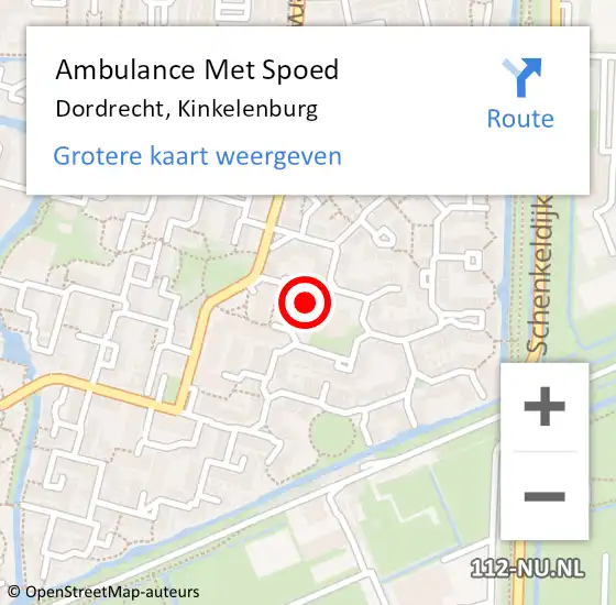 Locatie op kaart van de 112 melding: Ambulance Met Spoed Naar Dordrecht, Kinkelenburg op 19 juli 2021 09:39