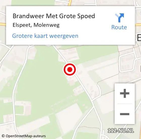 Locatie op kaart van de 112 melding: Brandweer Met Grote Spoed Naar Elspeet, Molenweg op 19 juli 2021 09:42