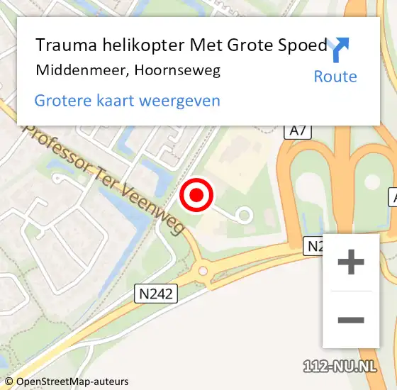 Locatie op kaart van de 112 melding: Trauma helikopter Met Grote Spoed Naar Middenmeer, Hoornseweg op 19 juli 2021 09:42