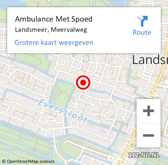 Locatie op kaart van de 112 melding: Ambulance Met Spoed Naar Landsmeer, Meervalweg op 19 juli 2021 09:47