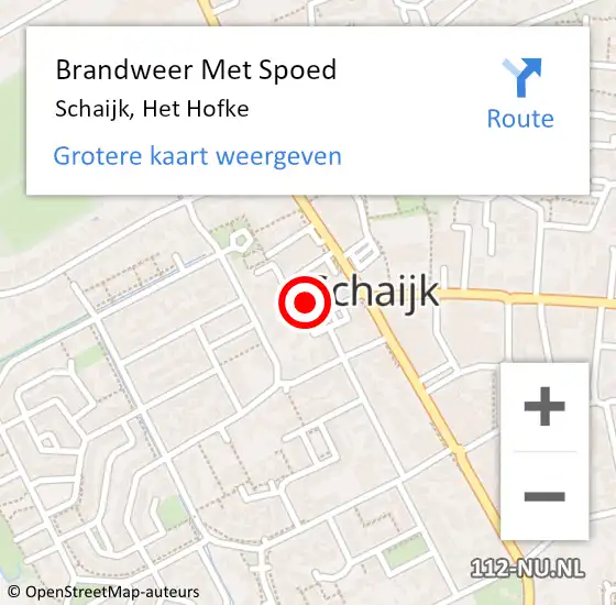 Locatie op kaart van de 112 melding: Brandweer Met Spoed Naar Schaijk, Het Hofke op 19 juli 2021 09:55