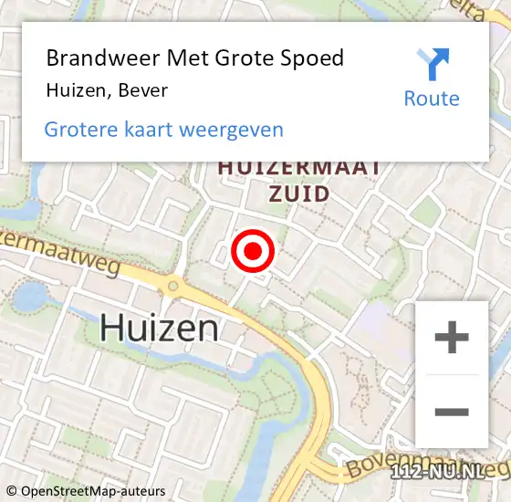 Locatie op kaart van de 112 melding: Brandweer Met Grote Spoed Naar Huizen, Bever op 19 juli 2021 10:02