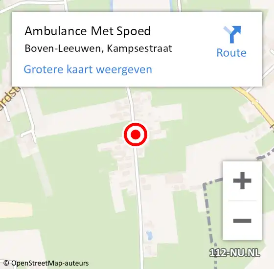 Locatie op kaart van de 112 melding: Ambulance Met Spoed Naar Boven-Leeuwen, Kampsestraat op 19 juli 2021 10:02