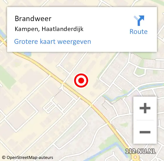 Locatie op kaart van de 112 melding: Brandweer Kampen, Haatlanderdijk op 19 juli 2021 10:12