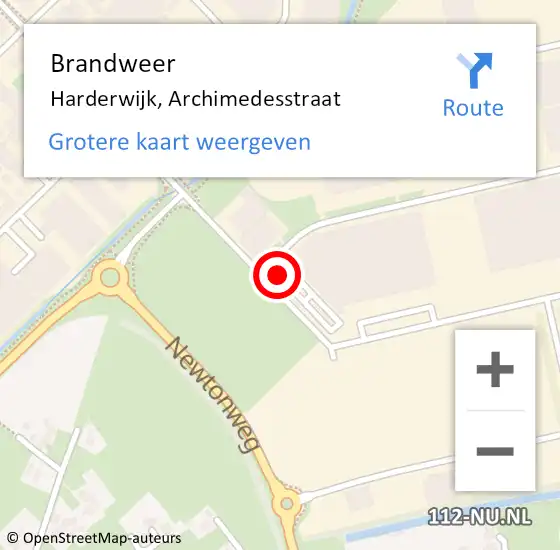 Locatie op kaart van de 112 melding: Brandweer Harderwijk, Archimedesstraat op 19 juli 2021 10:38