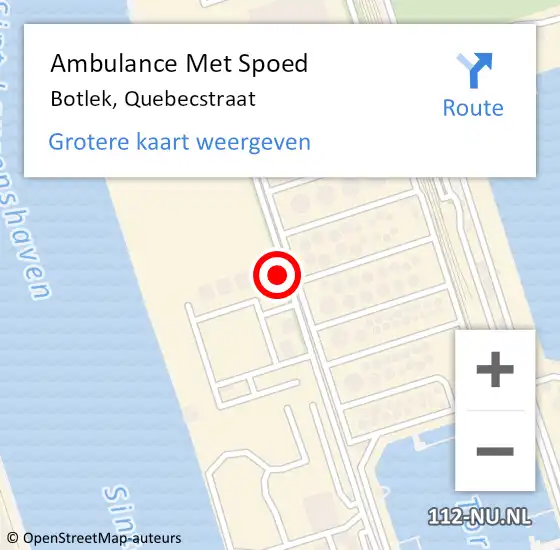 Locatie op kaart van de 112 melding: Ambulance Met Spoed Naar Botlek, Quebecstraat op 19 juli 2021 10:38