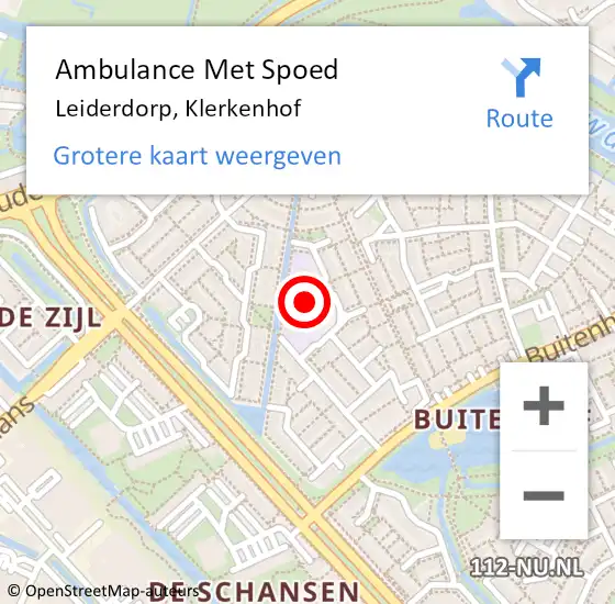 Locatie op kaart van de 112 melding: Ambulance Met Spoed Naar Leiderdorp, Klerkenhof op 19 juli 2021 10:47
