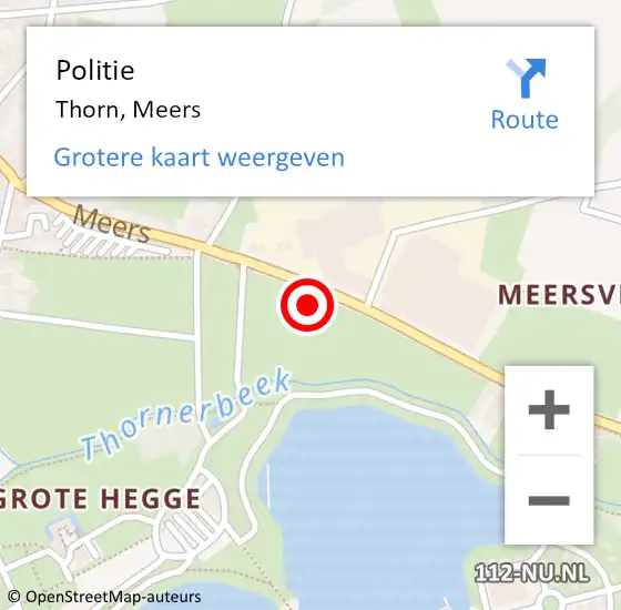 Locatie op kaart van de 112 melding: Politie Thorn, Meers op 19 juli 2021 10:53