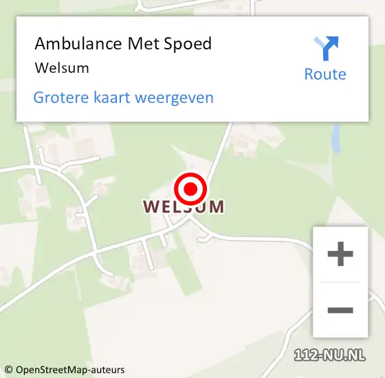 Locatie op kaart van de 112 melding: Ambulance Met Spoed Naar Welsum op 19 juli 2021 11:05