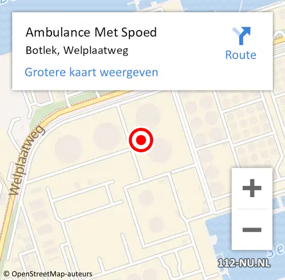 Locatie op kaart van de 112 melding: Ambulance Met Spoed Naar Botlek, Welplaatweg op 19 juli 2021 11:07