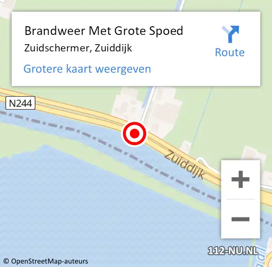 Locatie op kaart van de 112 melding: Brandweer Met Grote Spoed Naar Zuidschermer, Zuiddijk op 16 juni 2014 23:39