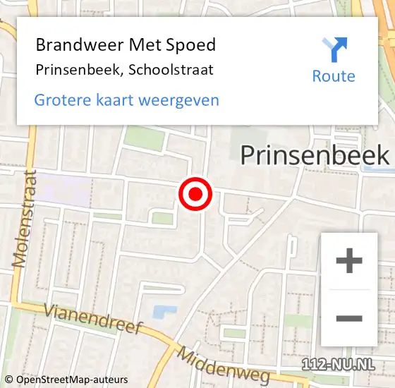 Locatie op kaart van de 112 melding: Brandweer Met Spoed Naar Prinsenbeek, Schoolstraat op 19 juli 2021 11:20