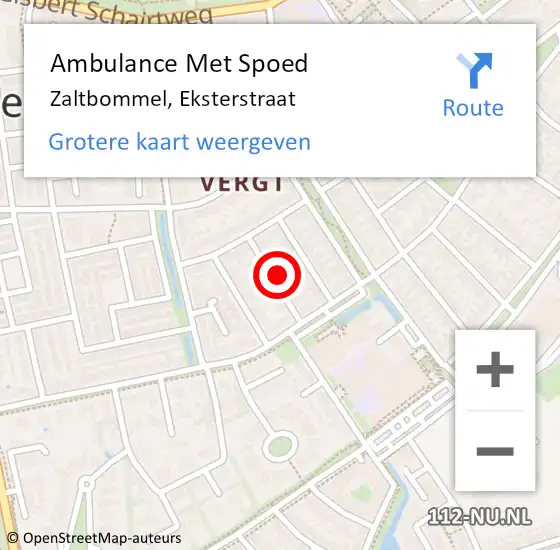 Locatie op kaart van de 112 melding: Ambulance Met Spoed Naar Zaltbommel, Eksterstraat op 19 juli 2021 11:31