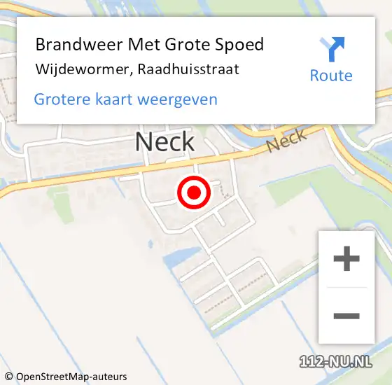 Locatie op kaart van de 112 melding: Brandweer Met Grote Spoed Naar Wijdewormer, Raadhuisstraat op 19 juli 2021 11:56