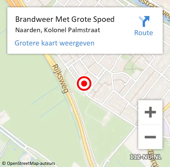 Locatie op kaart van de 112 melding: Brandweer Met Grote Spoed Naar Naarden, Kolonel Palmstraat op 19 juli 2021 11:56