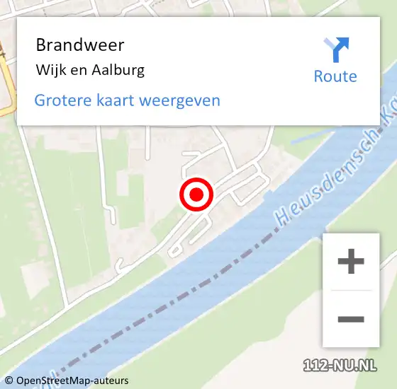 Locatie op kaart van de 112 melding: Brandweer Wijk en Aalburg op 19 juli 2021 11:58