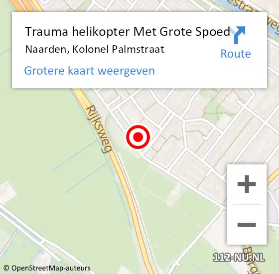 Locatie op kaart van de 112 melding: Trauma helikopter Met Grote Spoed Naar Naarden, Kolonel Palmstraat op 19 juli 2021 12:01