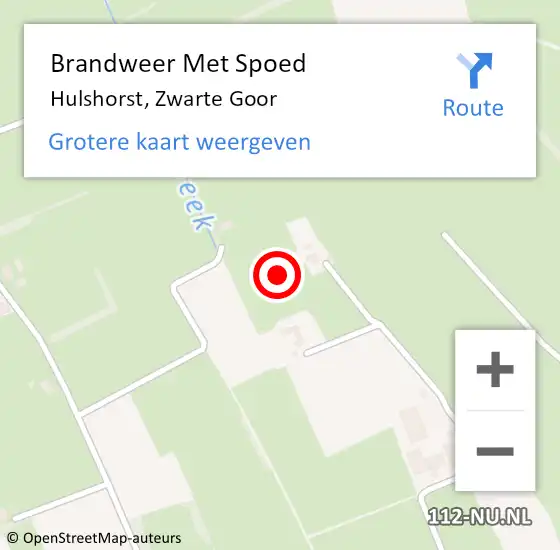 Locatie op kaart van de 112 melding: Brandweer Met Spoed Naar Hulshorst, Zwarte Goor op 19 juli 2021 12:05