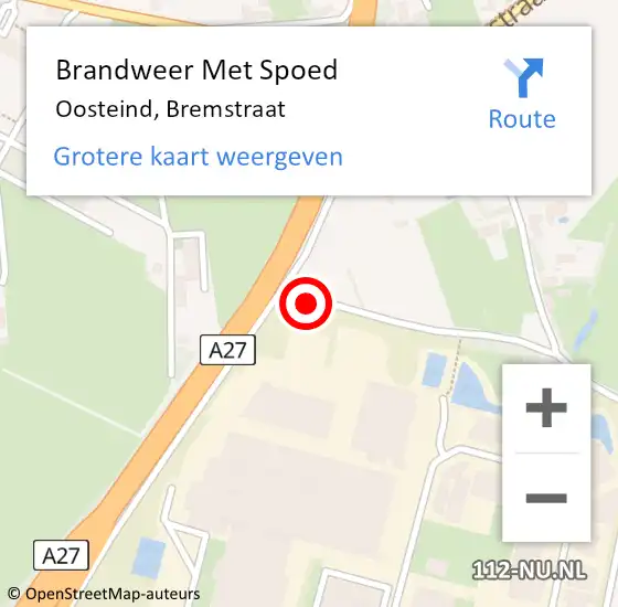 Locatie op kaart van de 112 melding: Brandweer Met Spoed Naar Oosteind, Bremstraat op 19 juli 2021 12:06