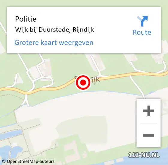 Locatie op kaart van de 112 melding: Politie Wijk bij Duurstede, Rijndijk op 19 juli 2021 12:06