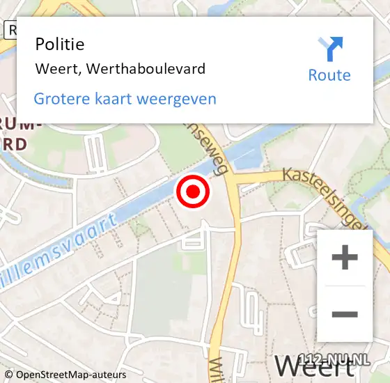 Locatie op kaart van de 112 melding: Politie Weert, Werthaboulevard op 19 juli 2021 12:10