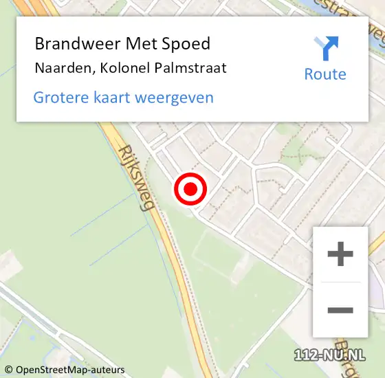 Locatie op kaart van de 112 melding: Brandweer Met Spoed Naar Naarden, Kolonel Palmstraat op 19 juli 2021 12:11