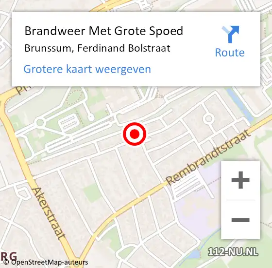 Locatie op kaart van de 112 melding: Brandweer Met Grote Spoed Naar Brunssum, Ferdinand Bolstraat op 19 juli 2021 12:16