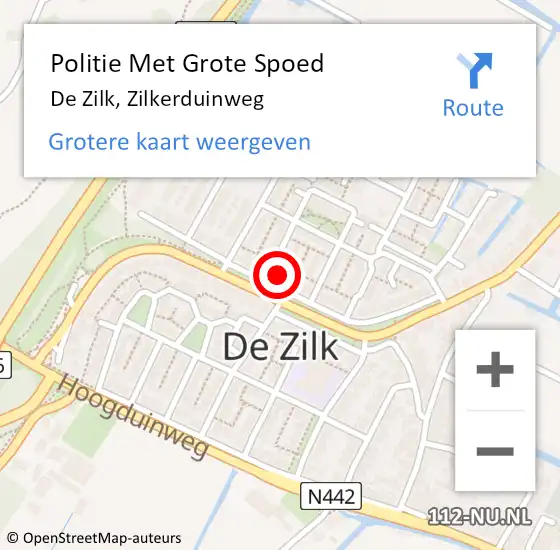 Locatie op kaart van de 112 melding: Politie Met Grote Spoed Naar De Zilk, Zilkerduinweg op 19 juli 2021 12:34