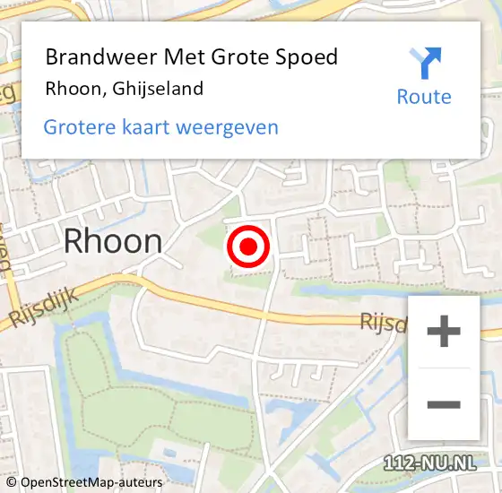 Locatie op kaart van de 112 melding: Brandweer Met Grote Spoed Naar Rhoon, Ghijseland op 19 juli 2021 12:44