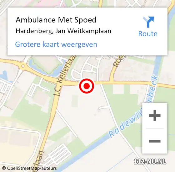 Locatie op kaart van de 112 melding: Ambulance Met Spoed Naar Hardenberg, Jan Weitkamplaan op 19 juli 2021 12:49