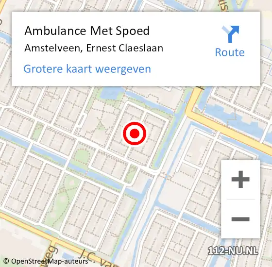 Locatie op kaart van de 112 melding: Ambulance Met Spoed Naar Amstelveen, Ernest Claeslaan op 19 juli 2021 12:57