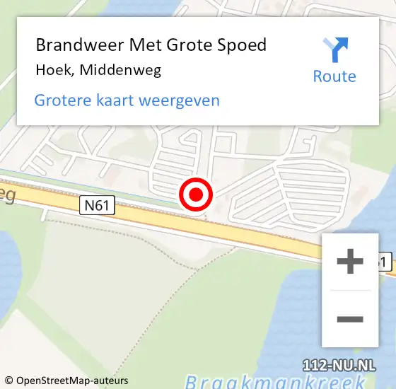 Locatie op kaart van de 112 melding: Brandweer Met Grote Spoed Naar Hoek, Middenweg op 19 juli 2021 13:03