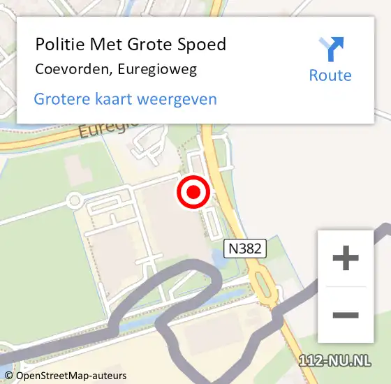 Locatie op kaart van de 112 melding: Politie Met Grote Spoed Naar Coevorden, Euregioweg op 19 juli 2021 13:20