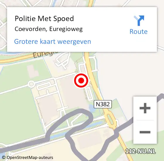 Locatie op kaart van de 112 melding: Politie Met Spoed Naar Coevorden, Euregioweg op 19 juli 2021 13:21