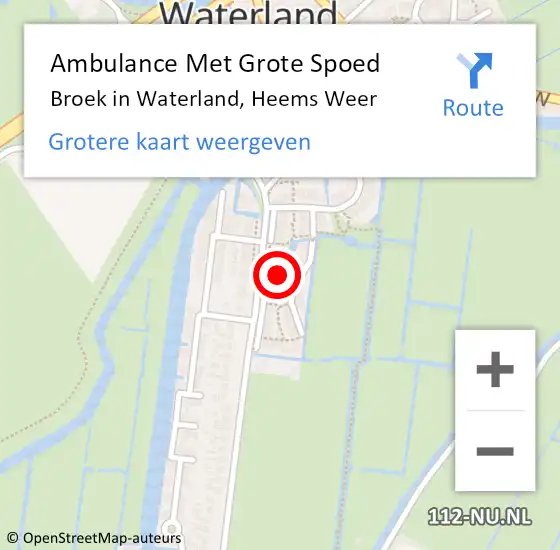 Locatie op kaart van de 112 melding: Ambulance Met Grote Spoed Naar Broek in Waterland, Heems Weer op 19 juli 2021 13:35