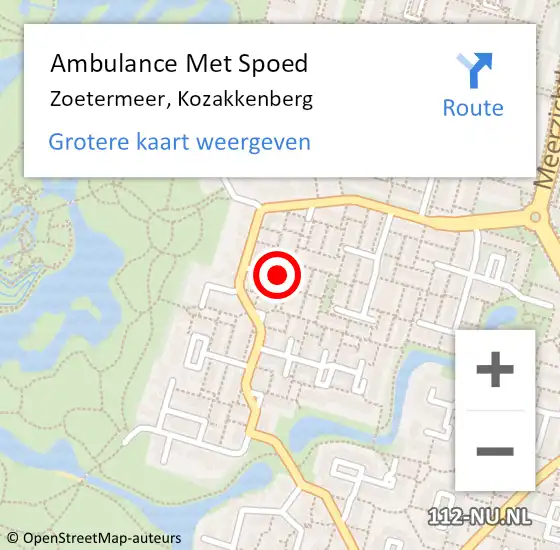 Locatie op kaart van de 112 melding: Ambulance Met Spoed Naar Zoetermeer, Kozakkenberg op 19 juli 2021 13:41