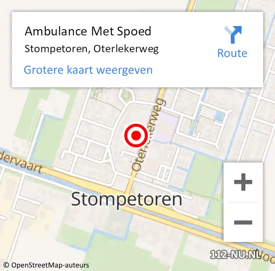 Locatie op kaart van de 112 melding: Ambulance Met Spoed Naar Stompetoren, Oterlekerweg op 19 juli 2021 13:47