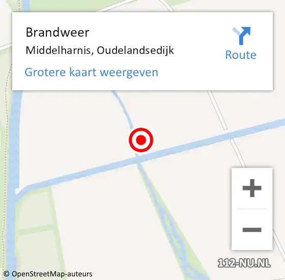 Locatie op kaart van de 112 melding: Brandweer Middelharnis, Oudelandsedijk op 19 juli 2021 13:55