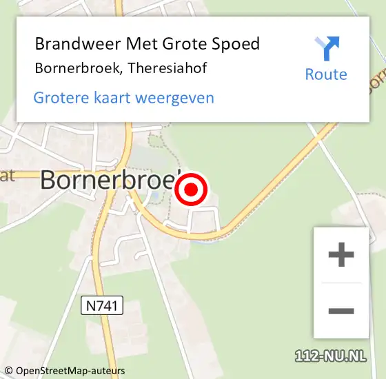 Locatie op kaart van de 112 melding: Brandweer Met Grote Spoed Naar Bornerbroek, Theresiahof op 19 juli 2021 13:56