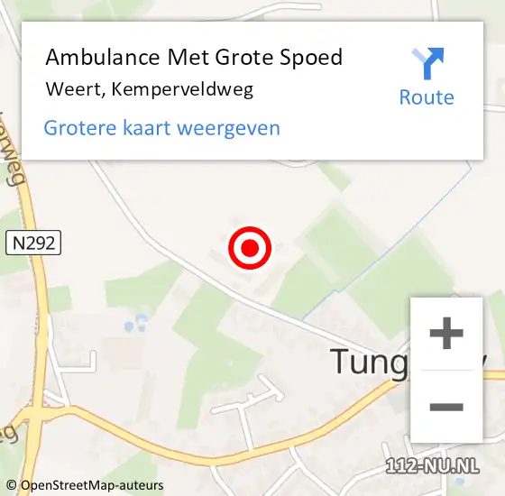 Locatie op kaart van de 112 melding: Ambulance Met Grote Spoed Naar Weert, Kemperveldweg op 19 juli 2021 13:56