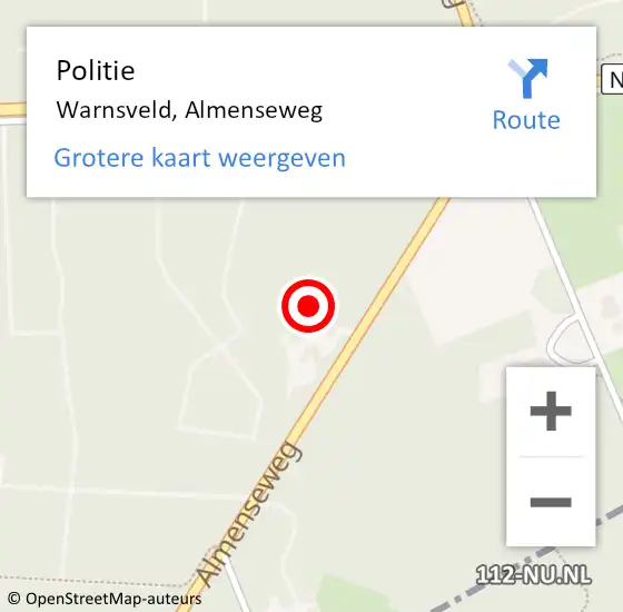 Locatie op kaart van de 112 melding: Politie Warnsveld, Almenseweg op 19 juli 2021 13:59