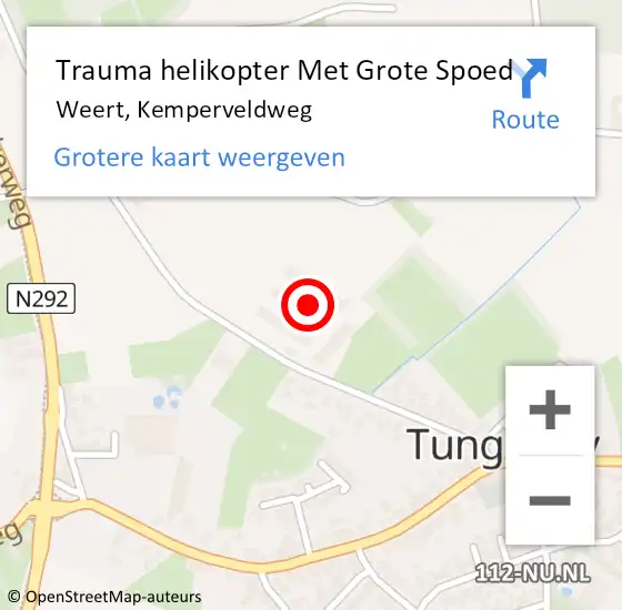 Locatie op kaart van de 112 melding: Trauma helikopter Met Grote Spoed Naar Weert, Kemperveldweg op 19 juli 2021 14:02